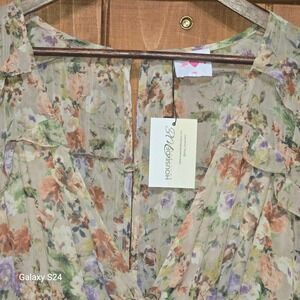 Buddy Love Floral Ruffle Tiered Maxi Dress Long Sleeve Boho V-Neck Large NEW